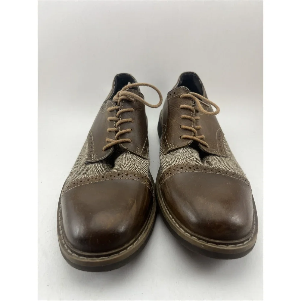 G.H. Bass & Co. Howie Men's Shoes 10.5M Brown Leather Tweed Oxford Dress Casual